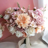 artificial dahlia rose blush pink bridal bouquet